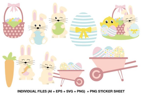 Download Pastel Easter Bunny Clipart Set - Pastel easter bunny clipart Collection