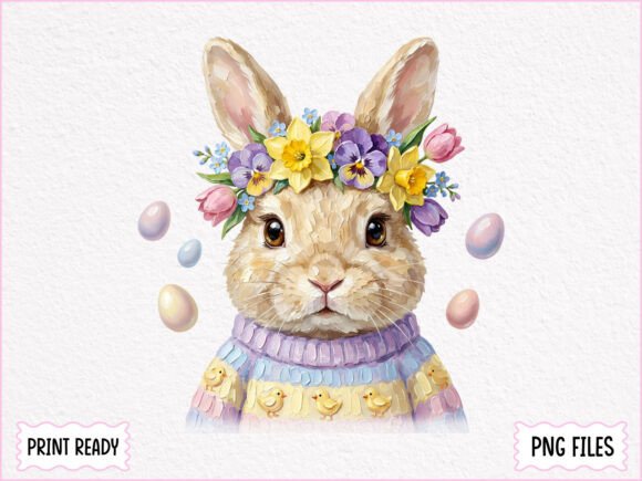 Download Hand Painted Easter Bunny Floral PNG - Hand painted easter bunny Collection