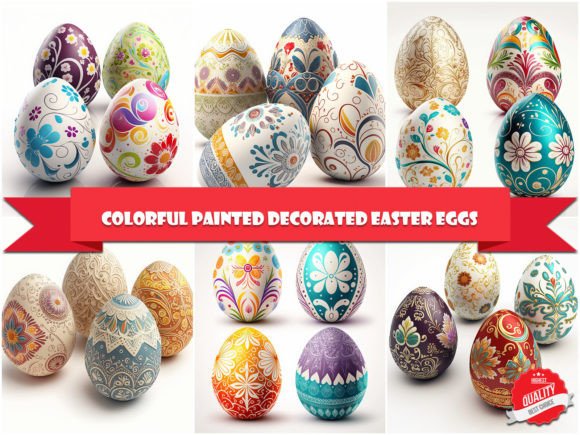 Download 4 Colorful Painted Decorated Easter Eggs - Easter eggs Collection